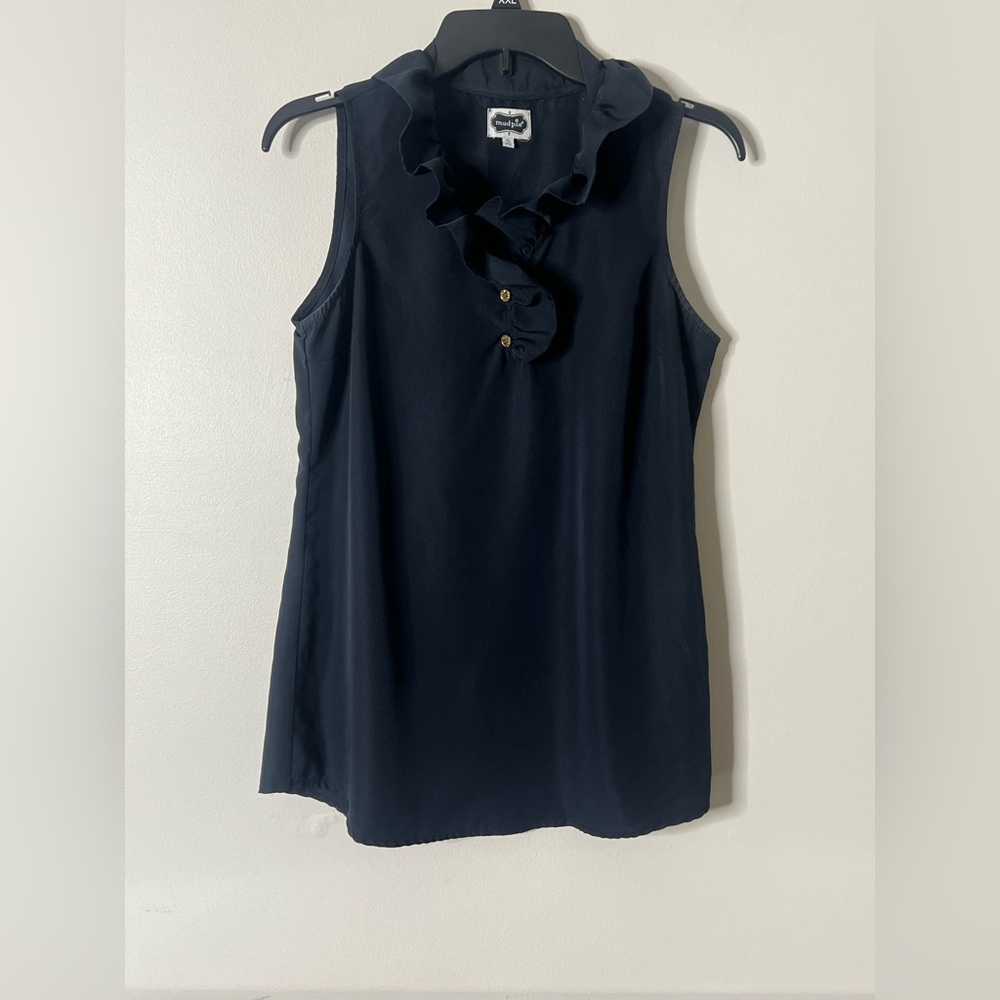 Mud Pie Midnight Blue Ruffle Blouse
